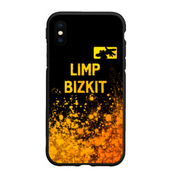 Чехол для iPhone XS Max матовый Limp Bizkit - gold gradient: символ сверху