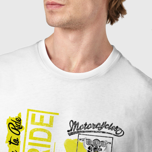 Мужская футболка хлопок Мотоциклы в графическом стиле, цвет белый - фото 6