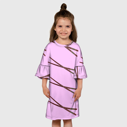 Детское платье 3D с принтом Бордовые китайские палочки, вид сбоку #3