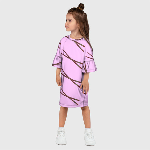 Детское платье 3D с принтом Бордовые китайские палочки, фото на моделе #1