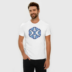 Мужская футболка хлопок Slim Мандала из голубых бабочек - фото 2