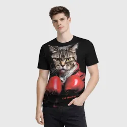 Мужская футболка 3D Cat boxing - фото 2