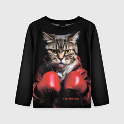 Cat boxing – Детский лонгслив 3D с принтом купить со скидкой в -20%