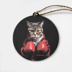 Деревянная игрушка круг Cat boxing