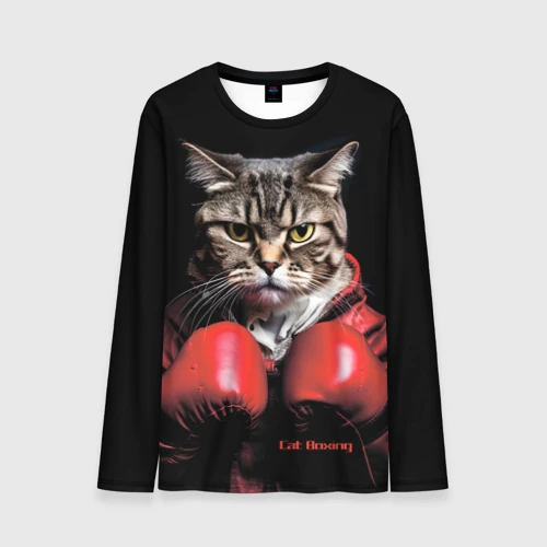 Мужской лонгслив 3D Cat boxing