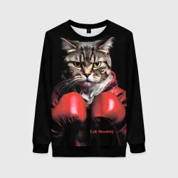 Женский свитшот 3D Cat boxing
