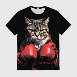 Мужская футболка 3D Cat boxing