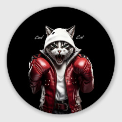 Круглый коврик для мышки Cool fighting cat