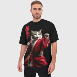 Мужская футболка oversize 3D Кот боец каратэ киокушинкай - фото 2