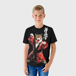 Детская футболка 3D Кот каратист: черный пояс - фото 2