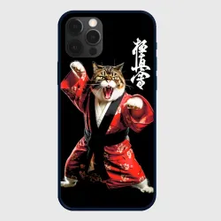 Чехол для iPhone 12 Pro Max Кот каратист: черный пояс