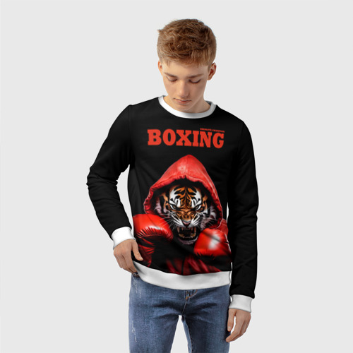 Детский свитшот 3D Boxing tiger, цвет 3D печать - фото 3