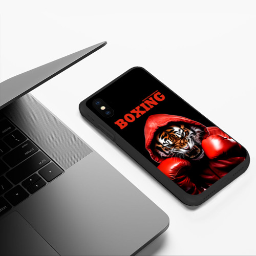 Чехол для iPhone XS Max матовый Boxing tiger, цвет черный - фото 5