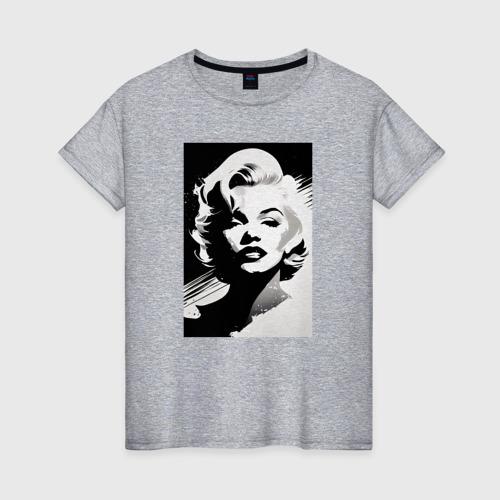 Женская футболка хлопок Портрет Мэрилин Монро, цвет меланж