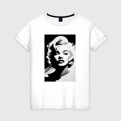 Женская футболка из хлопка с принтом Портрет Мэрилин Монро, вид спереди №1