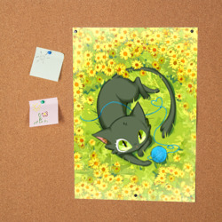 Постер Судзумэ закрывающая двери: котик с клубком - фото 2