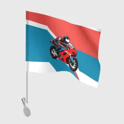 Флаг для автомобиля Нарисованный мотоциклист