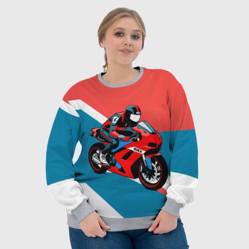 Женский свитшот 3D с принтом Нарисованный мотоциклист, фото #4