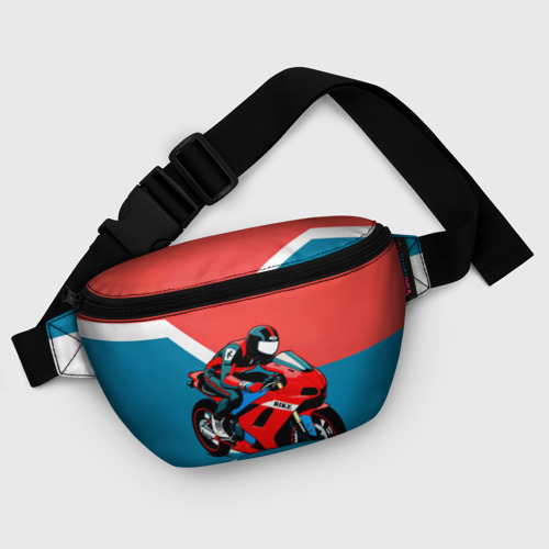 Поясная сумка 3D с принтом Нарисованный мотоциклист, фото #5