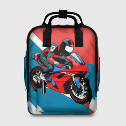 Женский рюкзак 3D Нарисованный мотоциклист