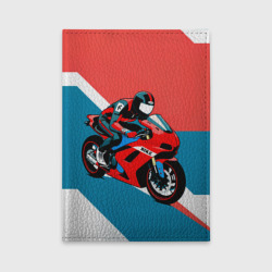 Обложка для автодокументов Нарисованный мотоциклист