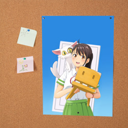 Постер Судзуме с котом и стульчиком - фото 2