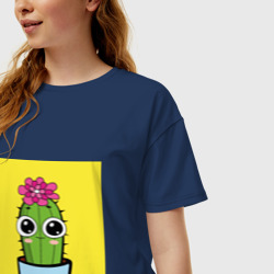 Женская футболка хлопок Oversize Милашка - кактус - фото 2