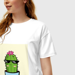 Женская футболка хлопок Oversize Кактус: я крут - фото 2