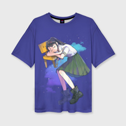 Женская футболка oversize 3D Судзумэ закрывающая двери: Судзуме спит