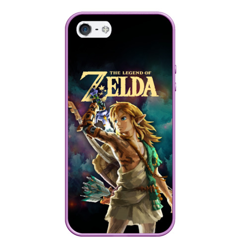 Чехол для iPhone 5/5S матовый The Legend of Zelda - character Link, цвет сиреневый