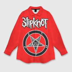 Женская рубашка oversize 3D Slipknot - пентаграмма