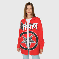 Женская рубашка oversize 3D Slipknot - пентаграмма - фото 2