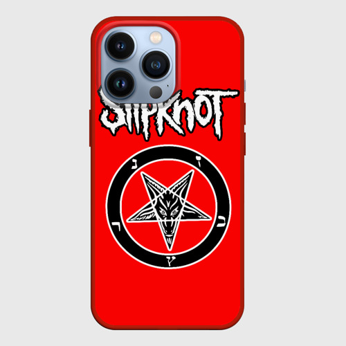 Чехол для iPhone 13 Pro Slipknot - пентаграмма, цвет красный