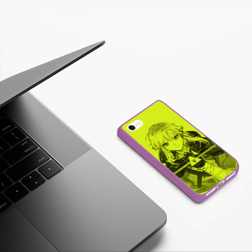 Чехол для iPhone 5/5S матовый Линк - лайм, цвет фиолетовый - фото 5