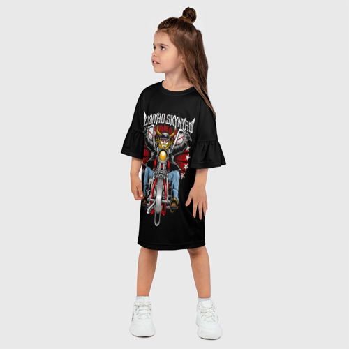 Детское платье 3D с принтом Lynyrd Skynyrd - байкер, фото на моделе #1