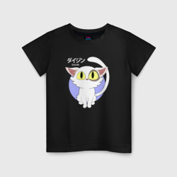 Детская футболка хлопок Судзумэ закрывающая двери: Котик белый