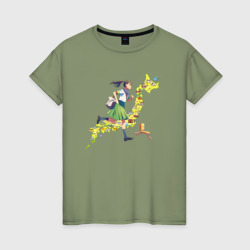 Женская футболка хлопок Судзумэ бежит по Японии