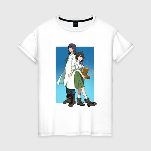 Женская футболка из хлопка с принтом Мунаката и Судзумэ, вид спереди №1