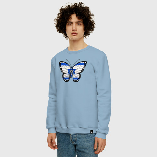 Мужской свитшот хлопок с принтом Израиль бабочка, фото на моделе #1