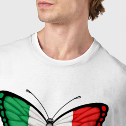 Футболка с принтом Италия бабочка для мужчины, вид на модели спереди №4. Цвет основы: белый