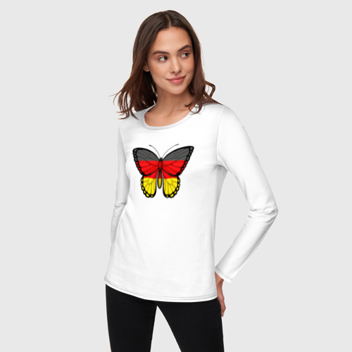 Женский лонгслив хлопок Германия бабочка, цвет белый - фото 3
