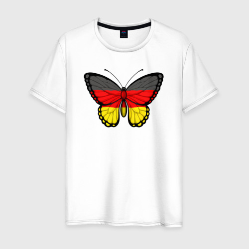 Мужская футболка из хлопка с принтом Германия бабочка, вид спереди №1