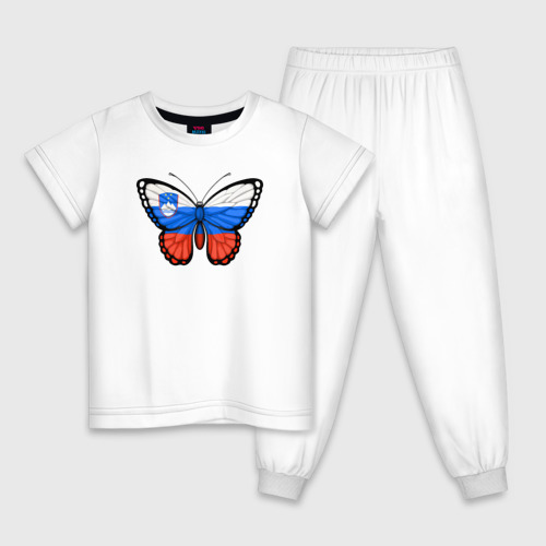 Детская пижама хлопок Словения бабочка, цвет белый