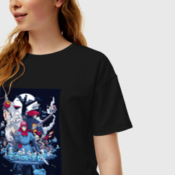 Женская футболка хлопок Oversize Mononoke all Stars - фото 2