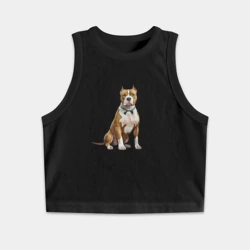 Женская укороченная майка-топ хлопок Амстаффтерьер с бантиком рыжий