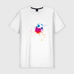 Мужская футболка хлопок Slim Мяч с разноцветными брызгами