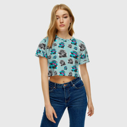 Женская футболка Crop-top 3D Обезьяна меломан - фото 2