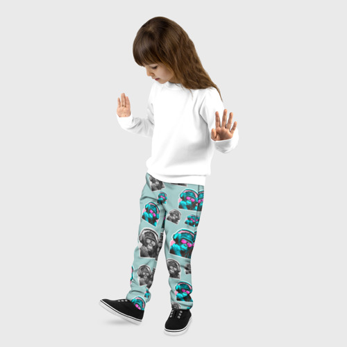 Детские брюки 3D Обезьяна меломан, цвет 3D печать - фото 3
