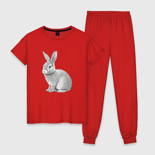 Женская пижама хлопок с принтом Кролик на удачу, вид спереди #2