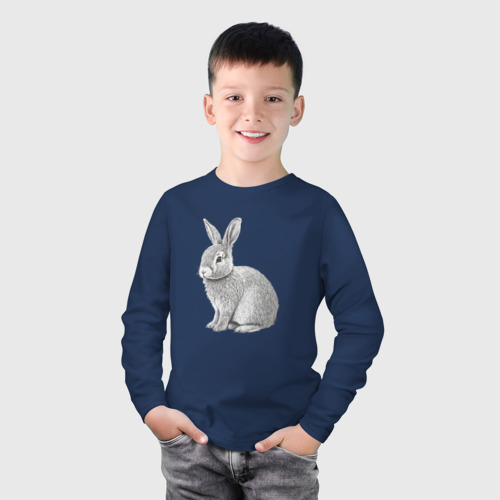 Детский лонгслив хлопок с принтом Кролик на удачу, фото на моделе #1